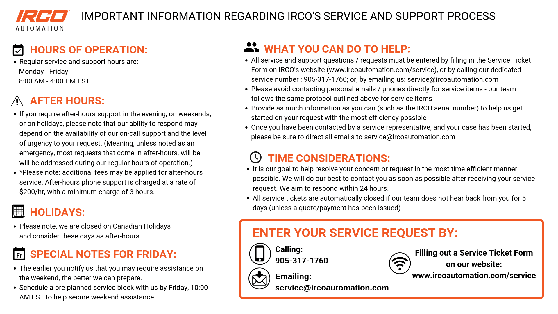 SERVICE PROCESS- IMPORTANT NOTES