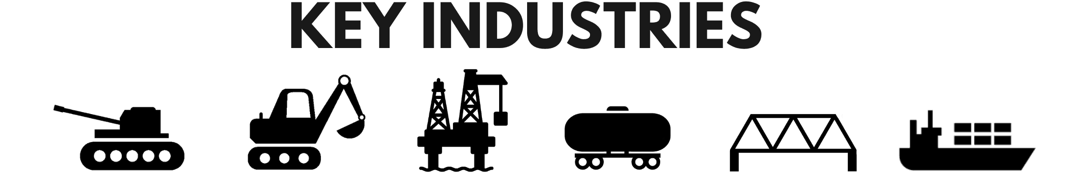 Icons of some of the heavy industries that IRCO Automation provides welding positioning equipment and welding automation to.